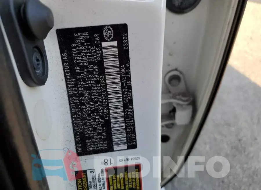 4T1BK1EB2EU101393 Photo# 12