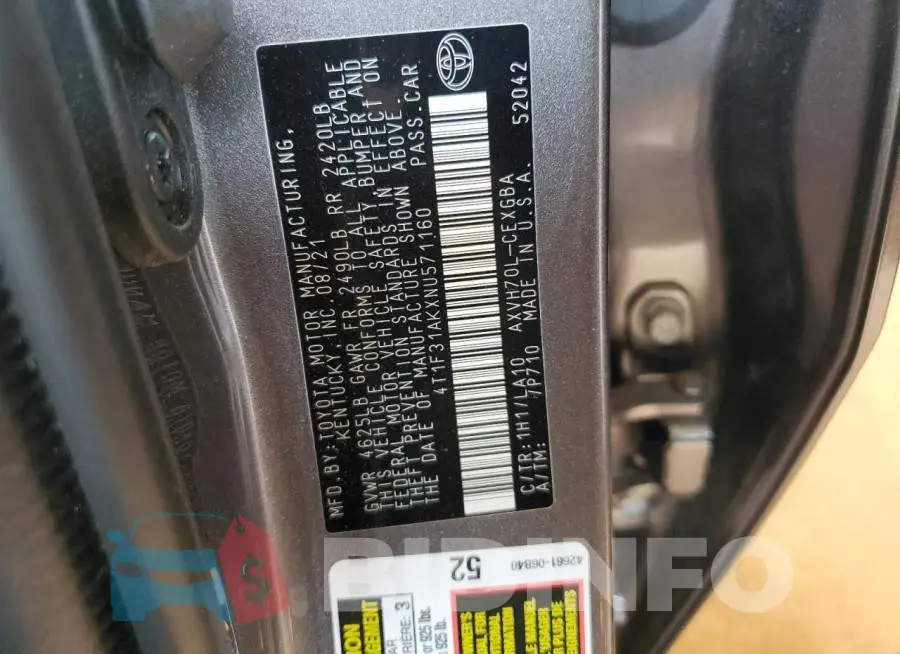 4T1F31AKXNU571160 Photo# 13