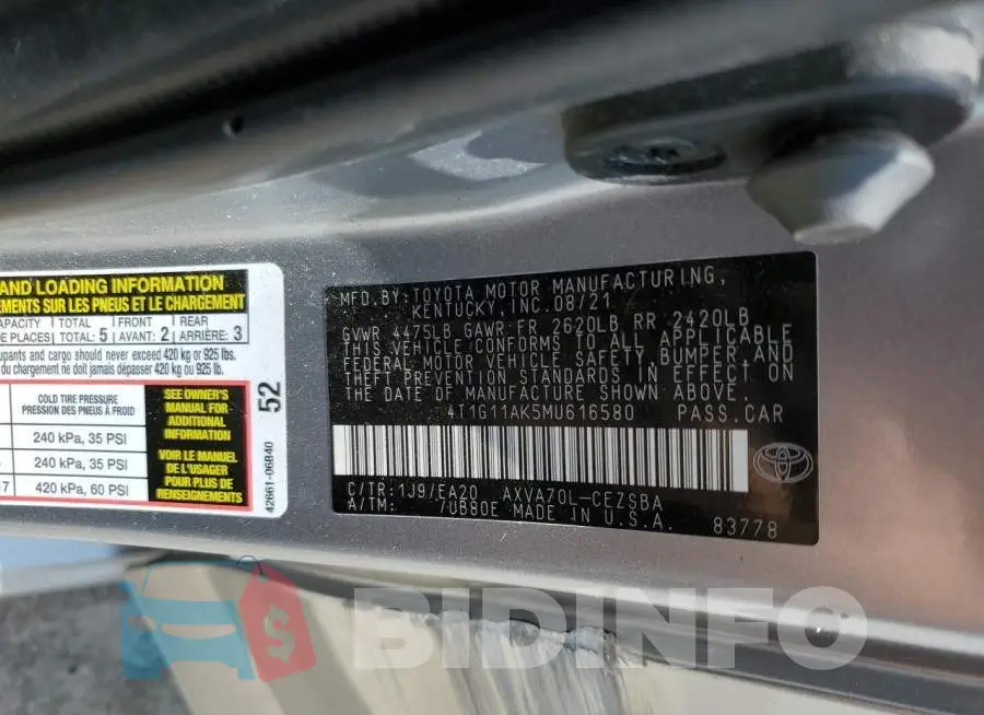 4T1G11AK5MU616580 Photo# 13
