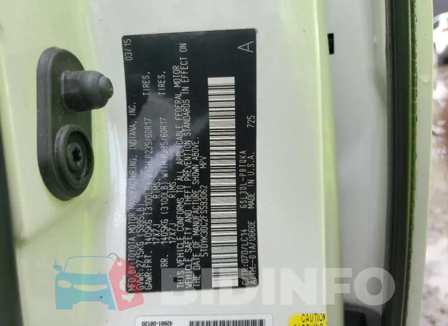 5TDYK3DC2FS593062 Photo# 13
