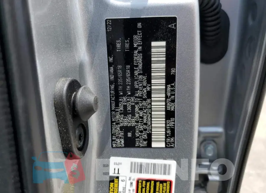 5TDZARAH4PS016786 Photo# 12