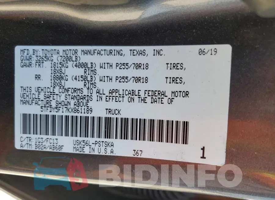 5TFDY5F17KX861189 Photo# 12