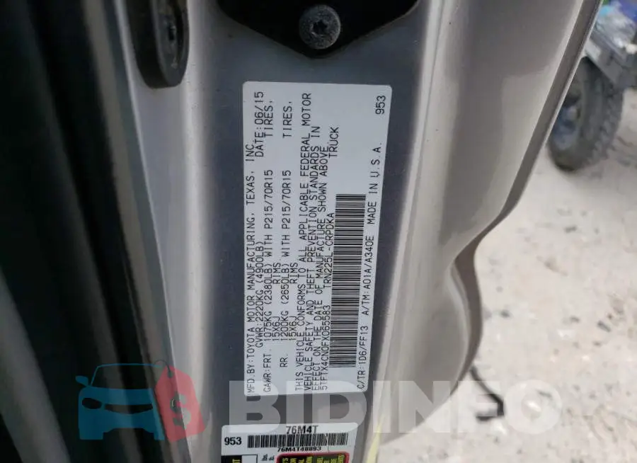 5TFTX4CN0FX065583 Photo# 12