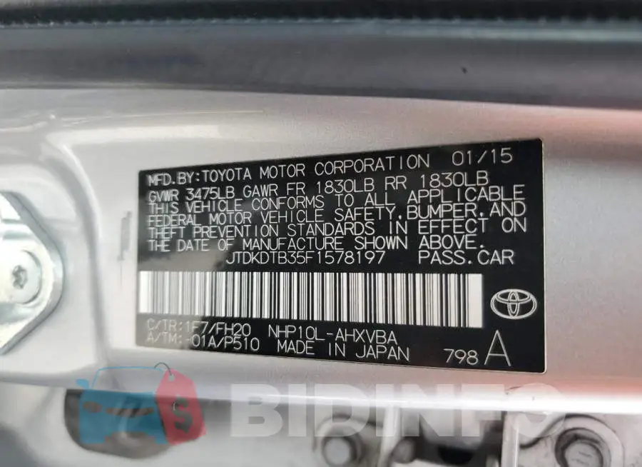 JTDKDTB35F1578197 Photo# 13