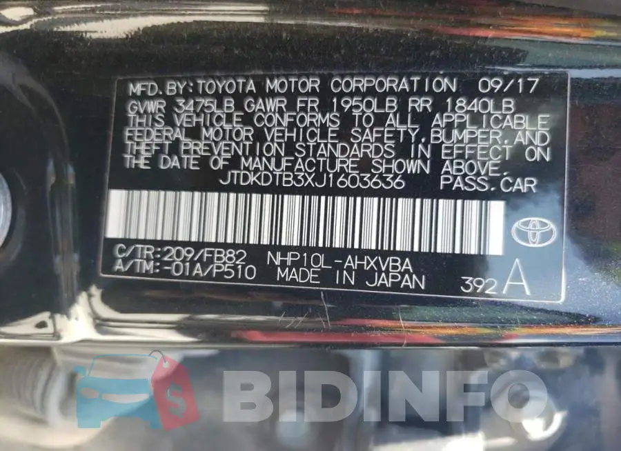 JTDKDTB3XJ1603636 Photo# 13