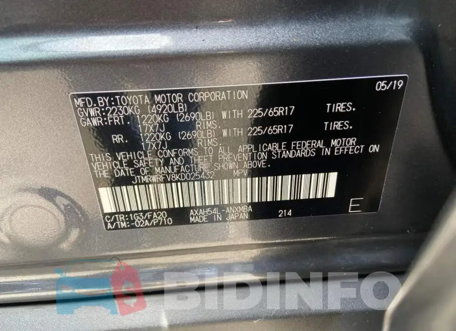 JTMRWRFV8KD025432 Photo# 12