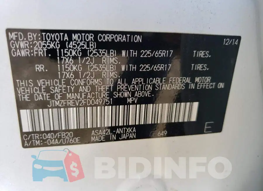 JTMZFREV2FD049751 Photo# 13
