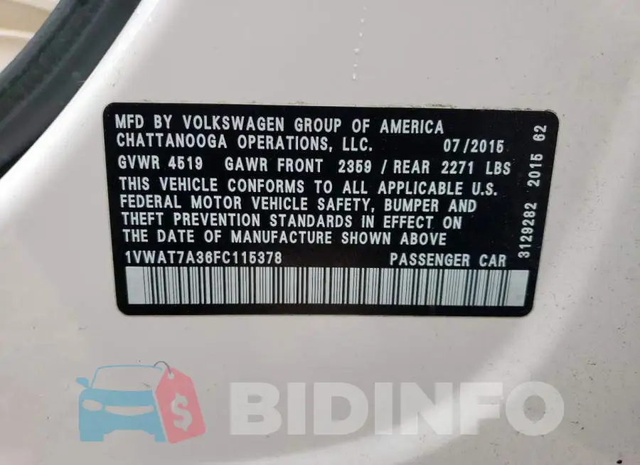 1VWAT7A36FC115378 Photo# 12
