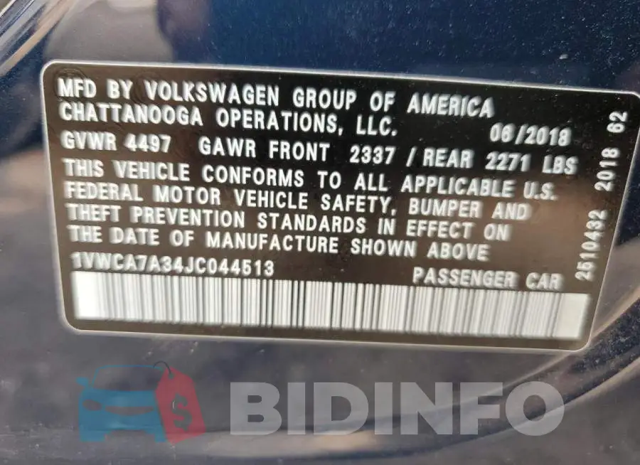 1VWCA7A34JC044513 Photo# 12