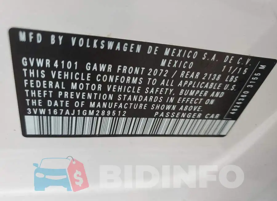 3VW167AJ1GM289512 Photo# 12