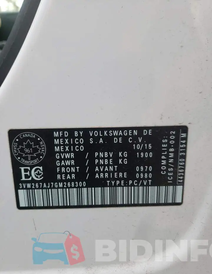 3VW267AJ7GM268300 Photo# 13