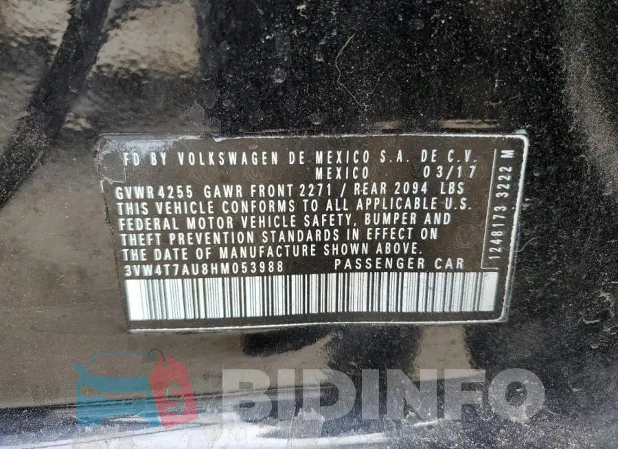 3VW4T7AU8HM053988 Photo# 12