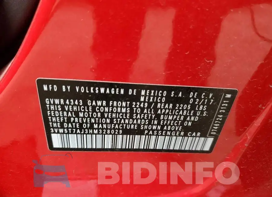 3VW5T7AJ3HM328029 Photo# 12
