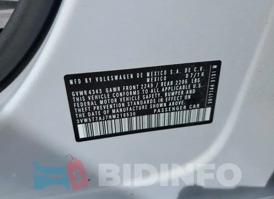3VW5T7AJ7HM216530 Photo# 12
