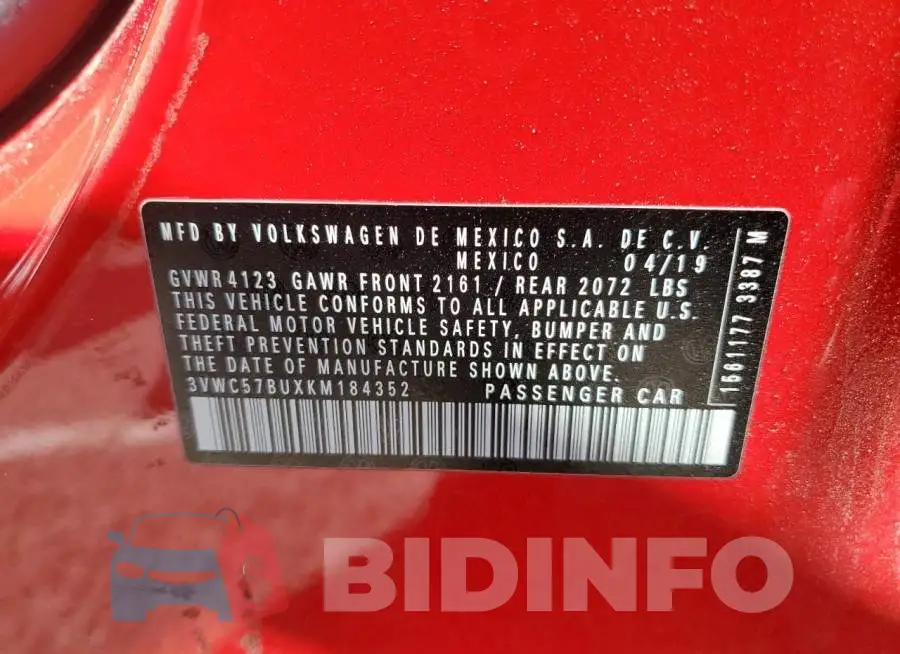 3VWC57BUXKM184352 Photo# 13