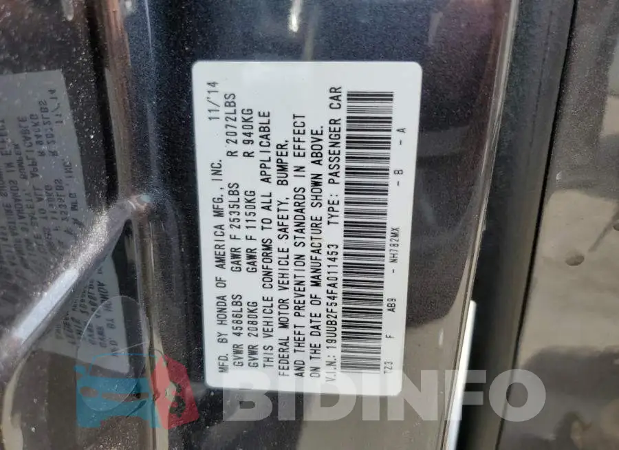 19UUB2F54FA011453 Photo# 12