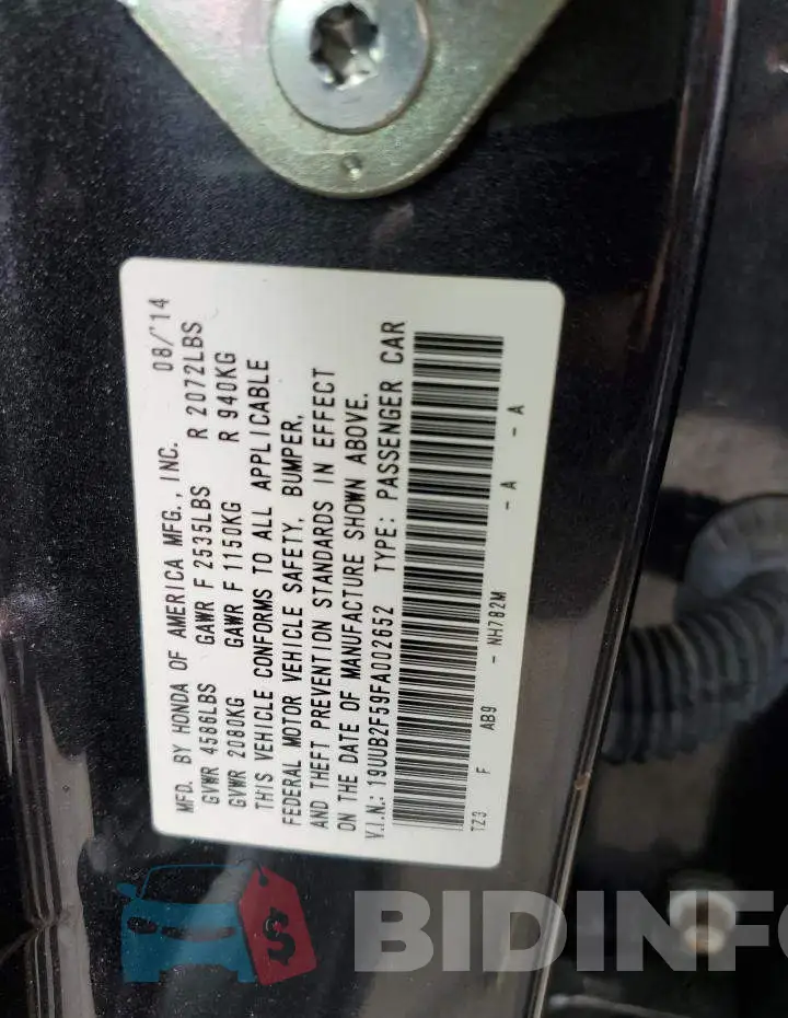 19UUB2F59FA002652 Photo# 12