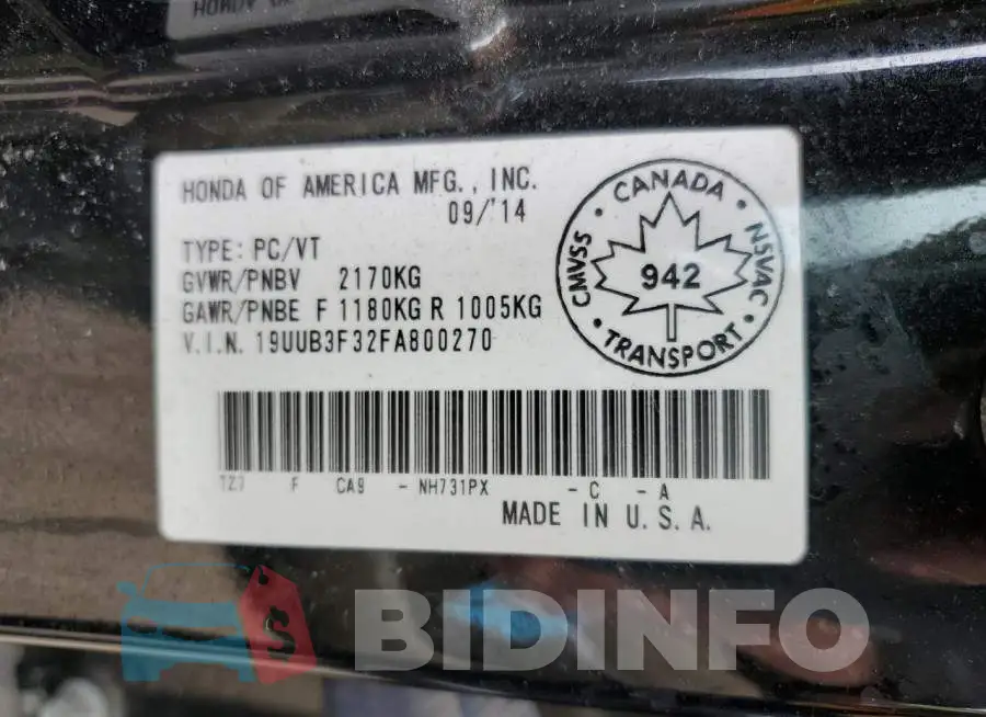 19UUB3F32FA800270 Photo# 13