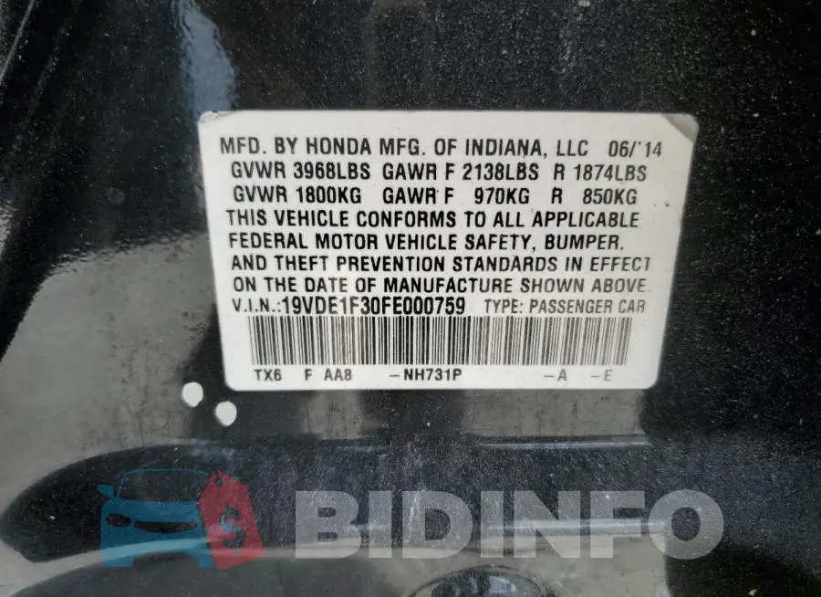 19VDE1F30FE000759 Photo# 12