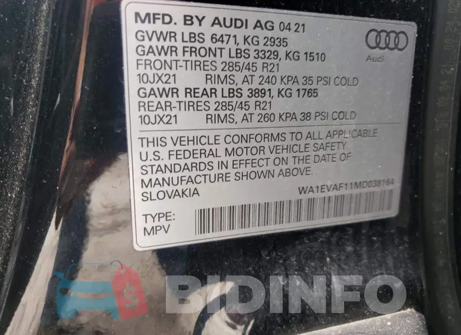 WA1EVAF11MD038164 Photo# 13