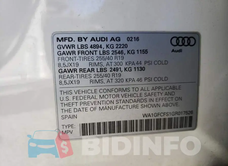 WA1GFCFS1GR017526 Photo# 14
