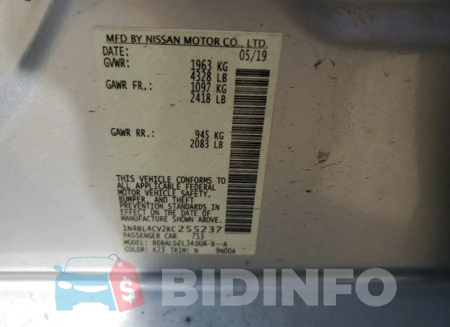 1N4BL4CV2KC255237 Photo# 13