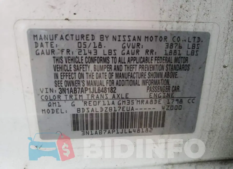3N1AB7AP1JL648182 Photo# 13