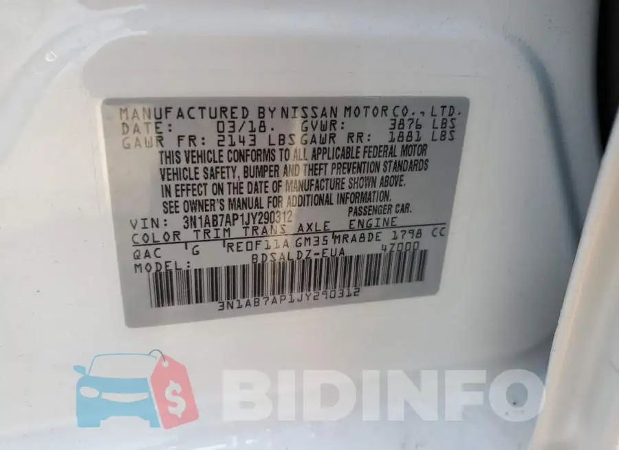 3N1AB7AP1JY290312 Photo# 12
