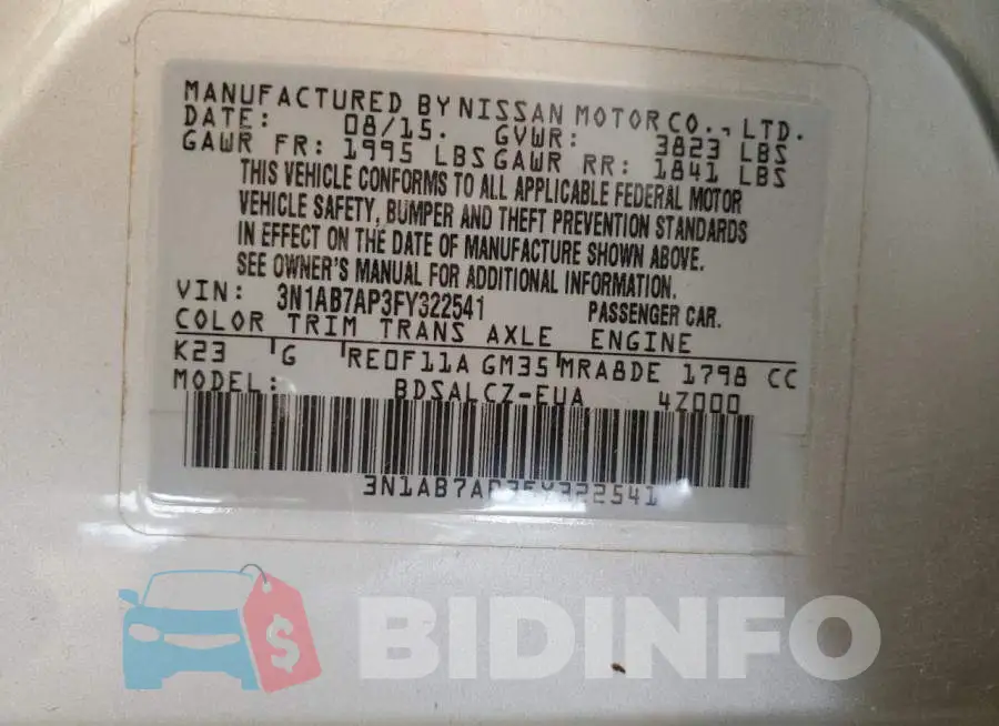 3N1AB7AP3FY322541 Photo# 12
