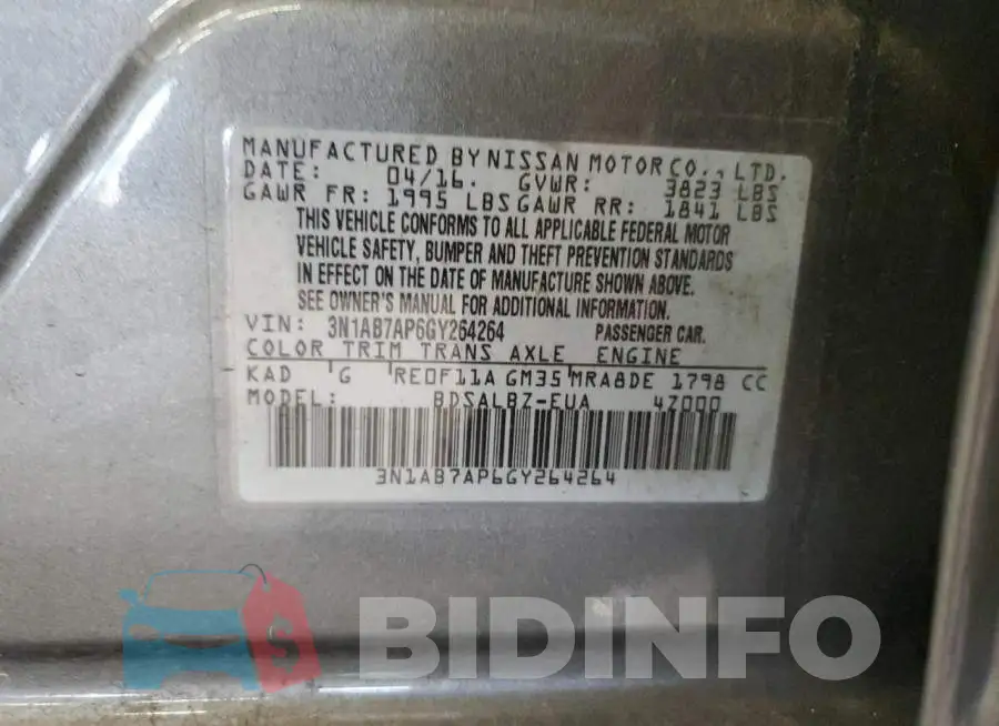3N1AB7AP6GY264264 Photo# 12