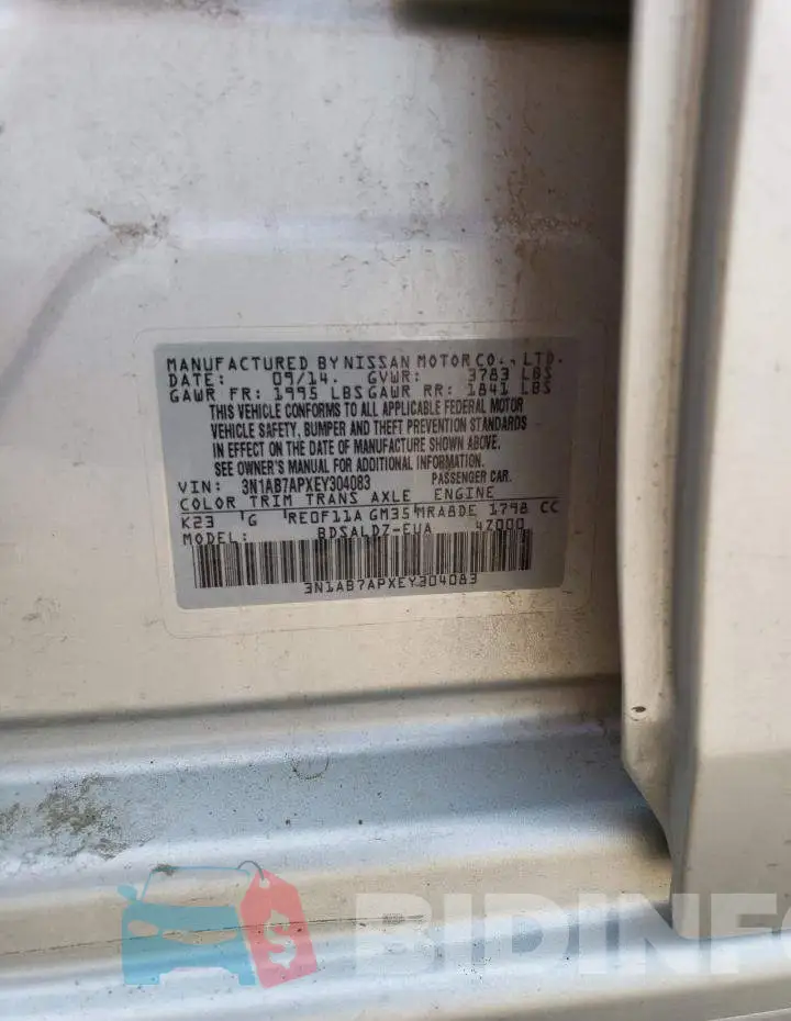 3N1AB7APXEY304083 Photo# 12