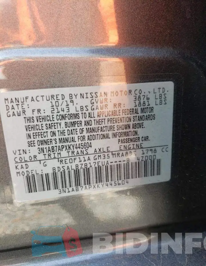 3N1AB7APXKY445604 Photo# 12