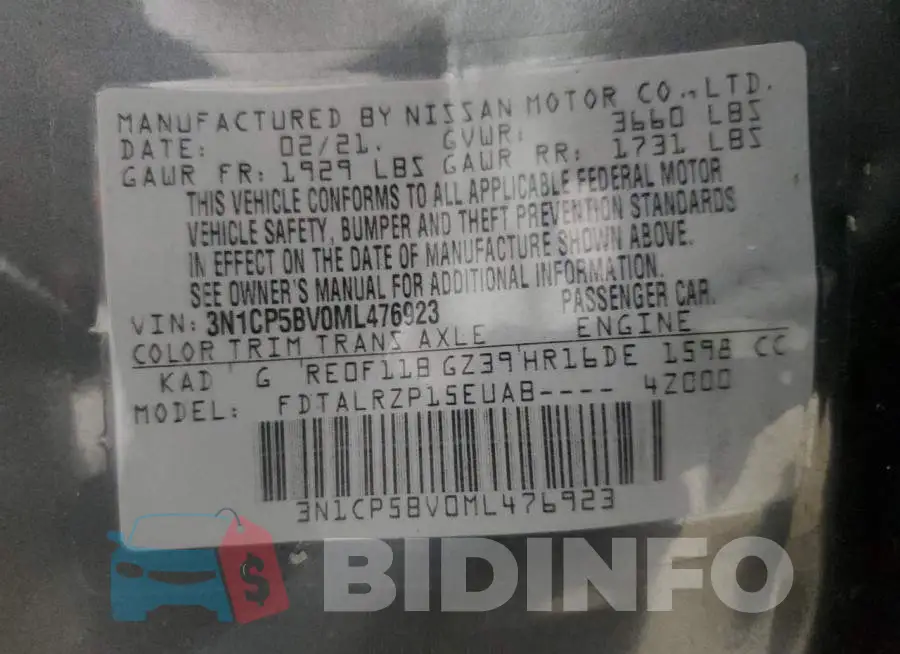 3N1CP5BV0ML476923 Photo# 12