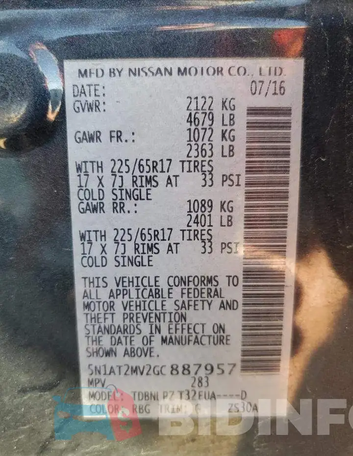 5N1AT2MV2GC887957 Photo# 14