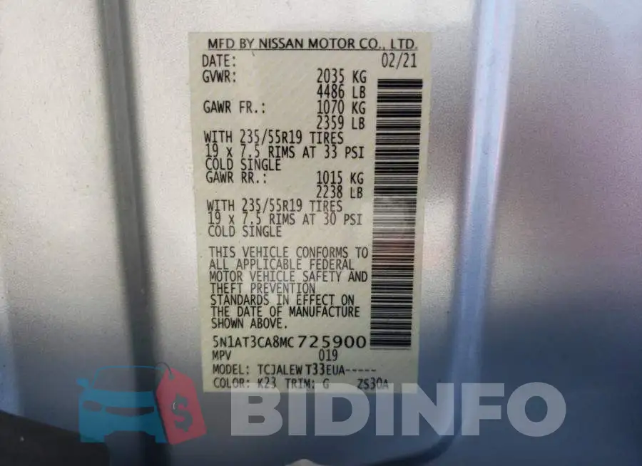 5N1AT3CA8MC725900 Photo# 13