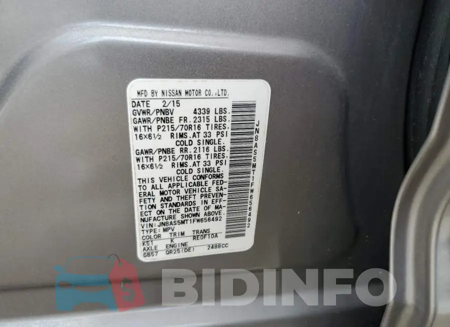 JN8AS5MT1FW656492 Photo# 13