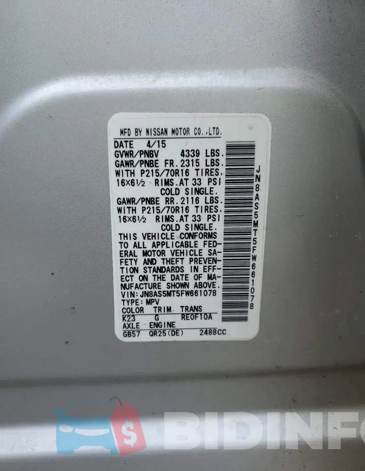 JN8AS5MT5FW661078 Photo# 14