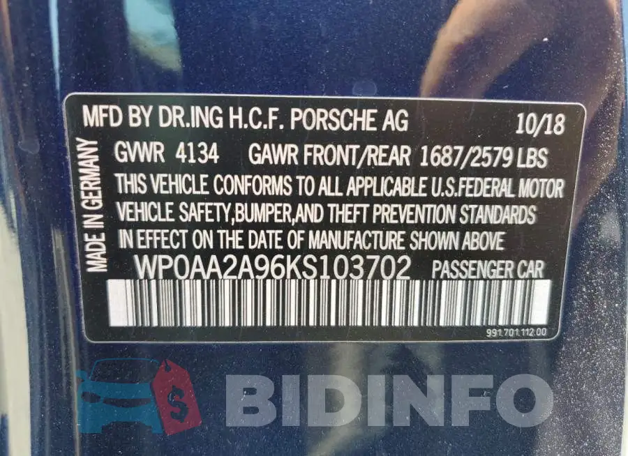 WP0AA2A96KS103702 Photo# 12