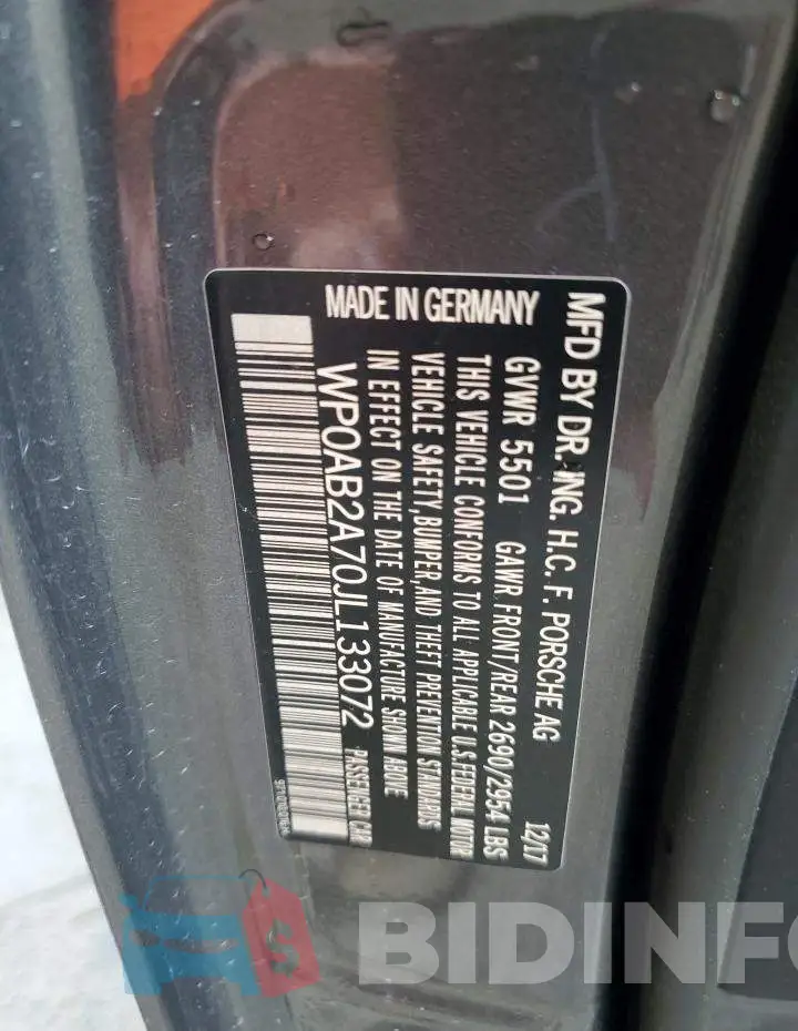 WP0AB2A70JL133072 Photo# 12