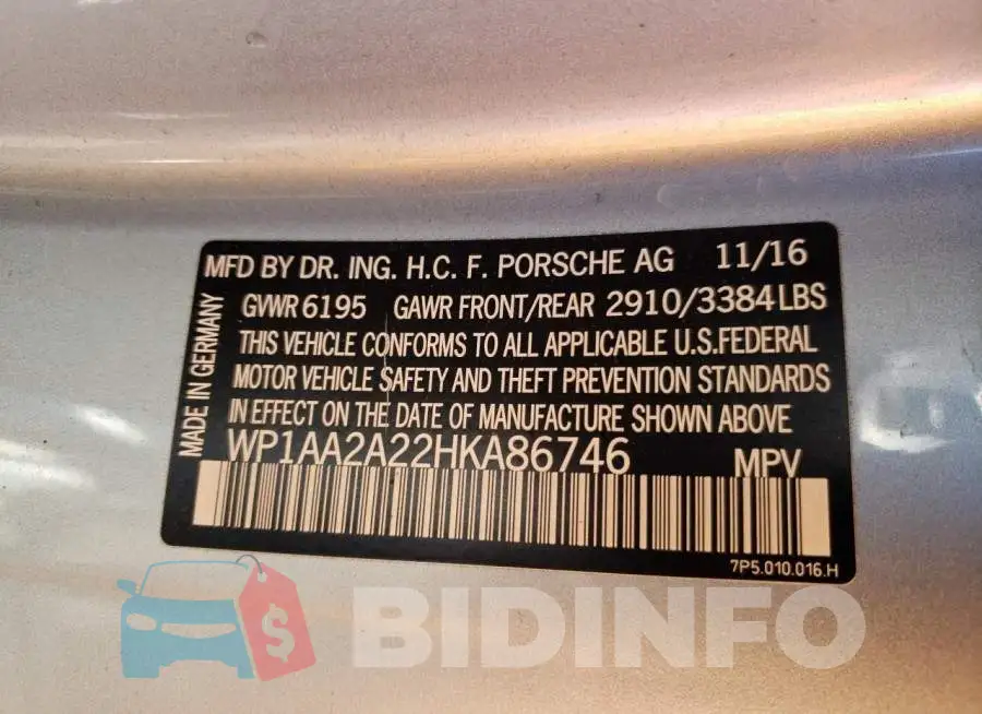 WP1AA2A22HKA86746 Photo# 13