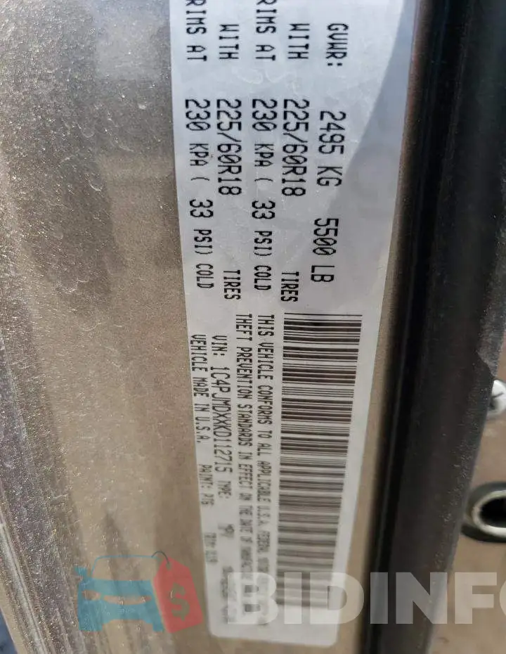 1C4PJMDXXKD112715 Photo# 12