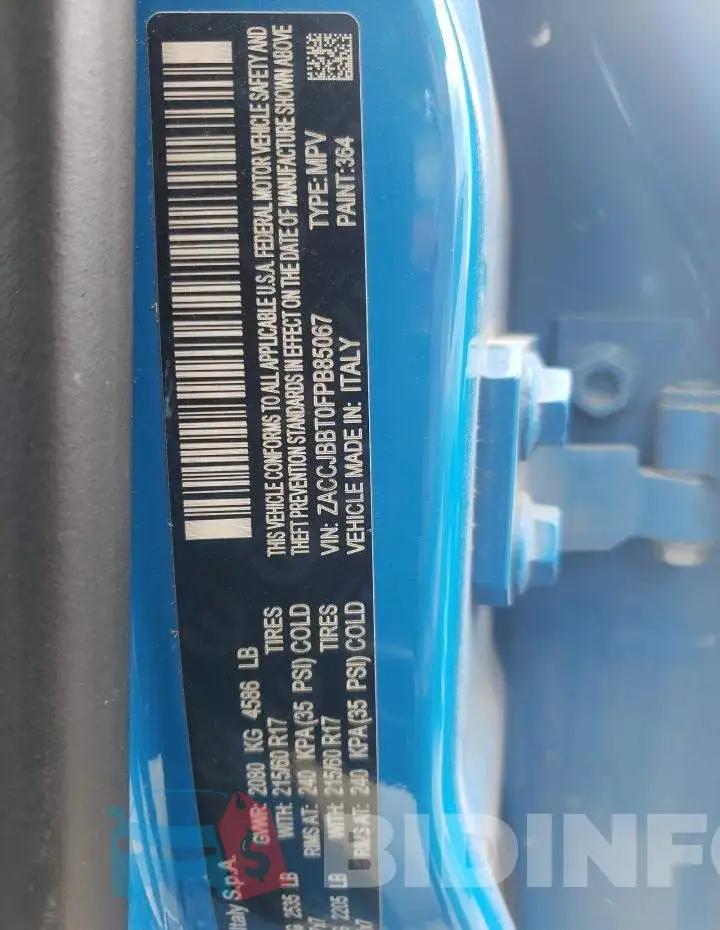 ZACCJBBT0FPB85067 Photo# 12