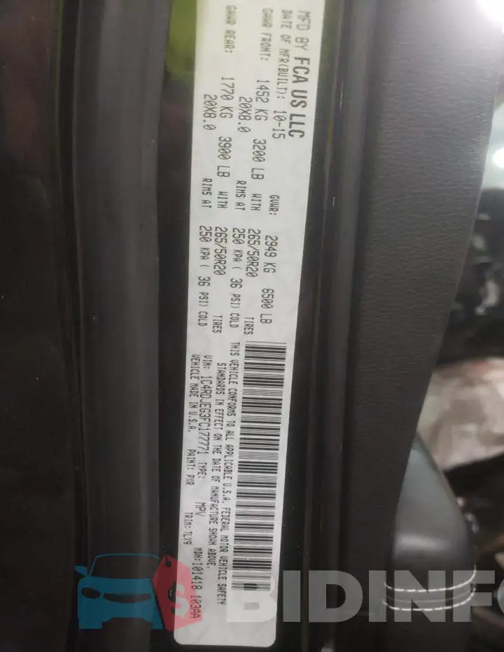 1C4RDJEG3FC177771 Photo# 13