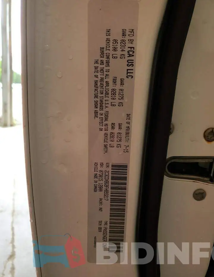 2C3CDXBG9FH893217 Photo# 13