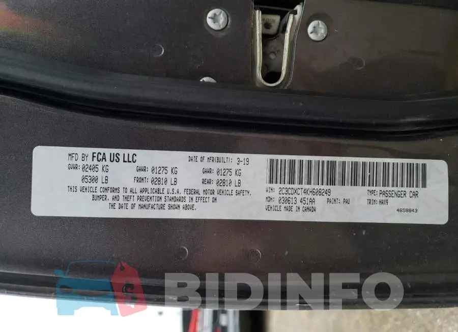 2C3CDXCT4KH608249 Photo# 12