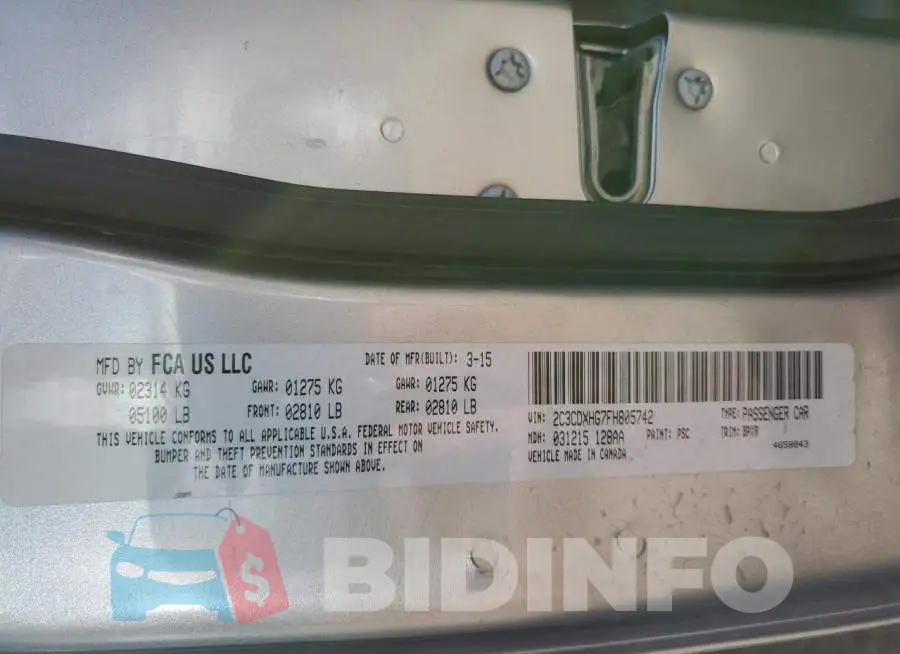 2C3CDXHG7FH805742 Photo# 13