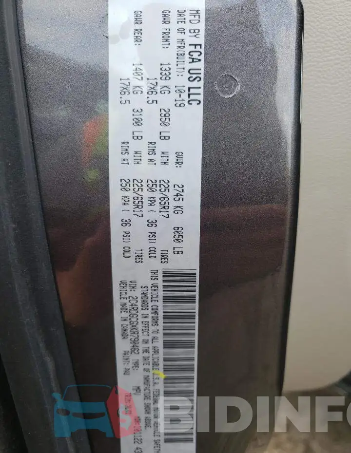 2C4RDGCGXKR790462 Photo# 13