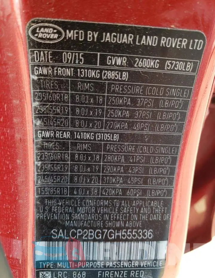 SALCP2BG7GH555336 Photo# 13