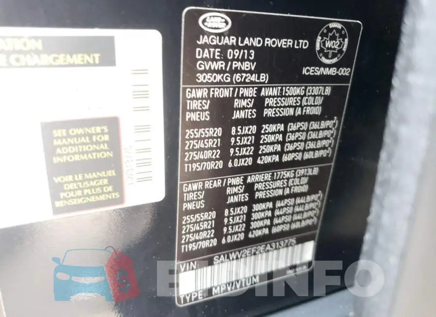 SALWV2EF2EA313775 Photo# 12