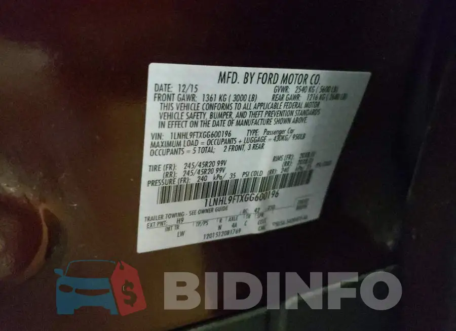 1LNHL9FTXGG600196 Photo# 12